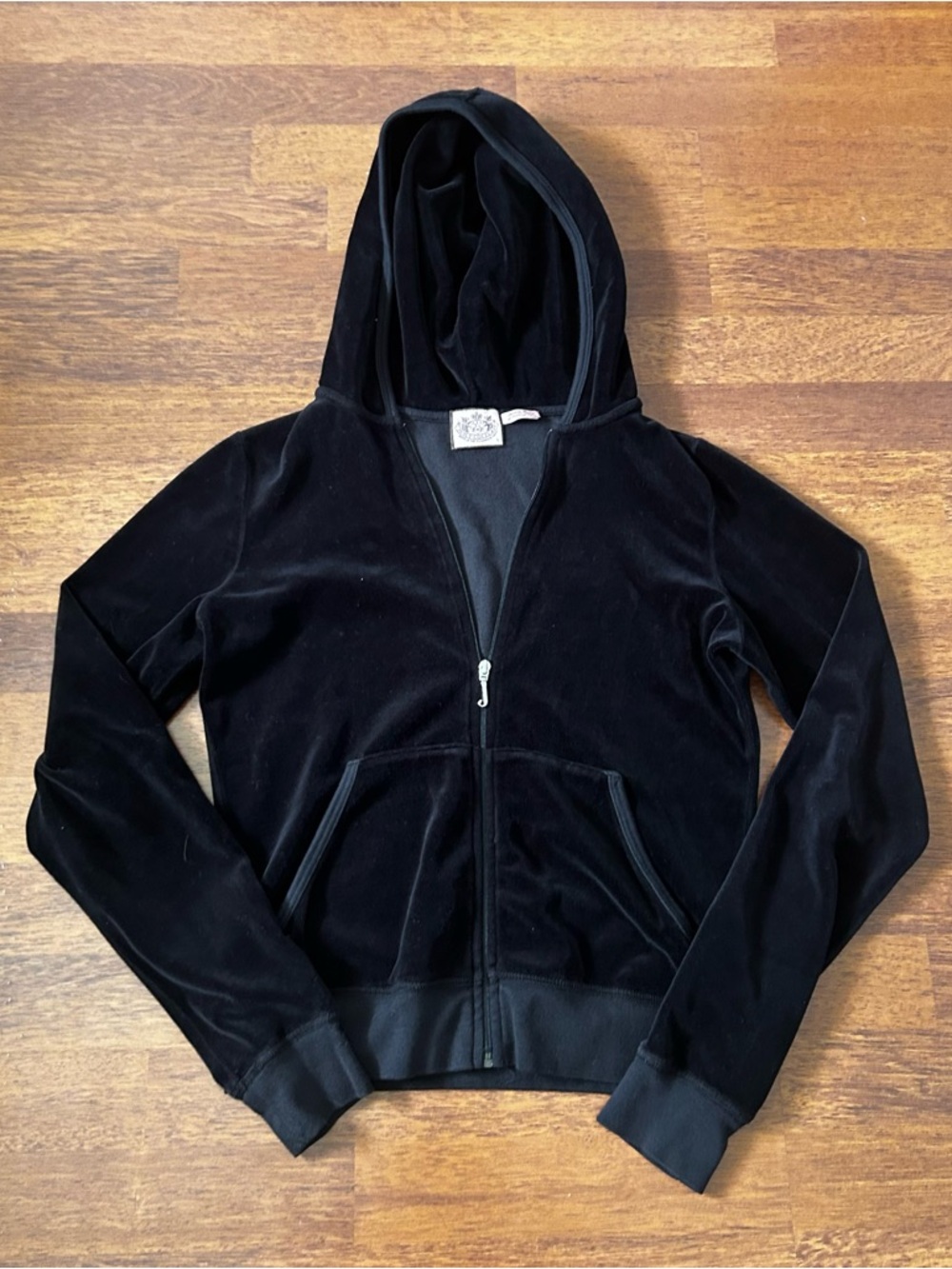 Juicy Couture Y2K Black Velour Hoodie Jacket